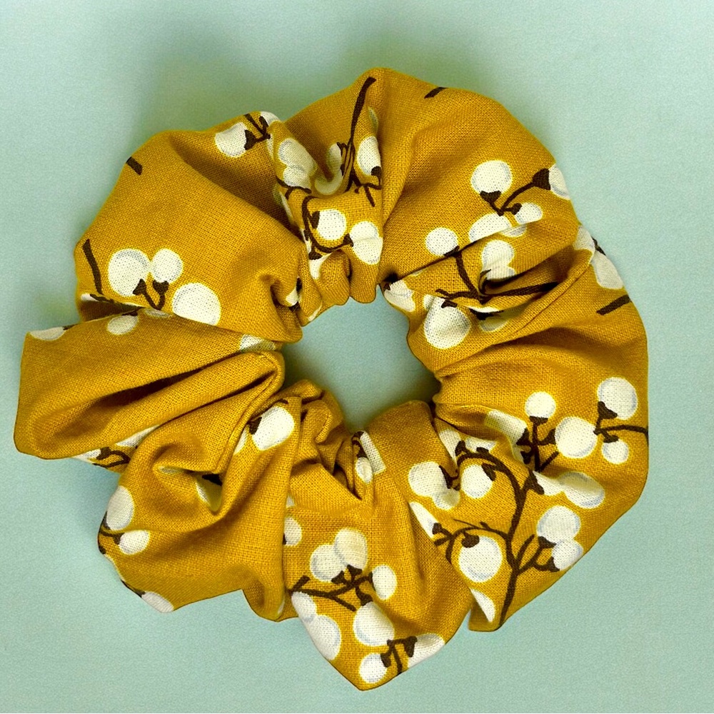 Oversized Mustard Yellow Cotton Scrunchie